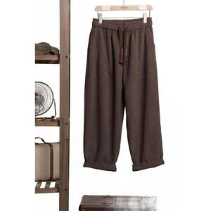 NEW MELLO daddy fit corduroy baggy elastic waist pants in brown